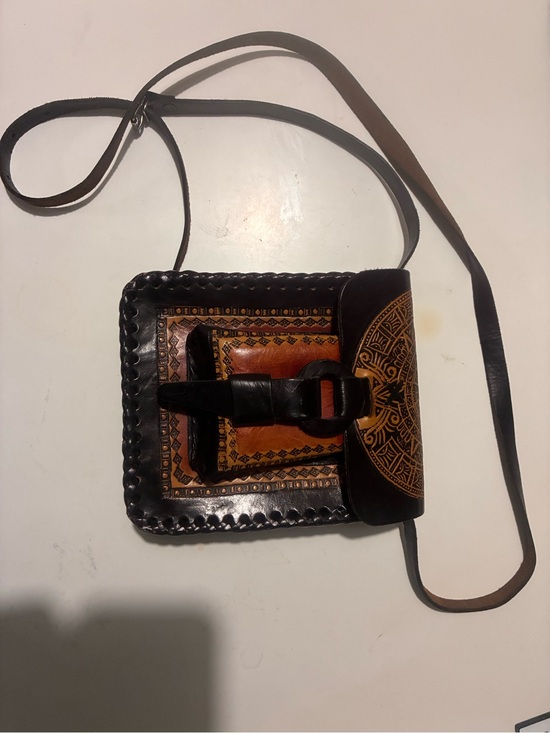 Handbags - Mayan Handcrafted Leather Crossbody Bag in Black and Cognac